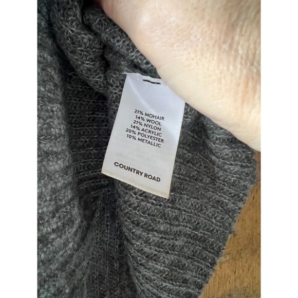 Country Road Grey & Peach  Soft Stretchy  Mohair Blend Wool Jumper Sz Medium - Picture 7 of 12